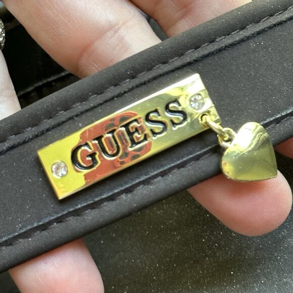 Guess Women's Brown Flip Flop Platform Wedge Gold Heart Charm Sandals Sz 11 Y2k - Picture 2 of 7